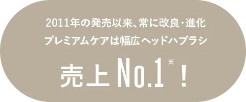 2011年の発売以来、常に改良・進化を続け、幅広ヘッドハブラシ売上No.1※！